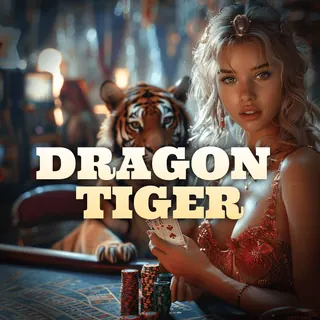 Dragon Tiger title artwork with a tiger behind a card table